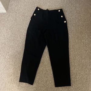 Zara Black cropped work pant. Never worn. Gold buttons on side pockets.